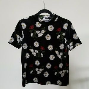 NWT Zara Velvet Floral Top